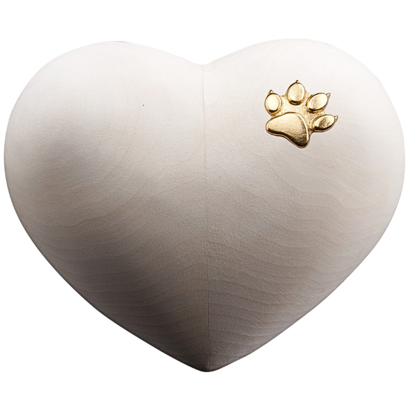 Urne Cuore Lindenholz mit Katzenpfote