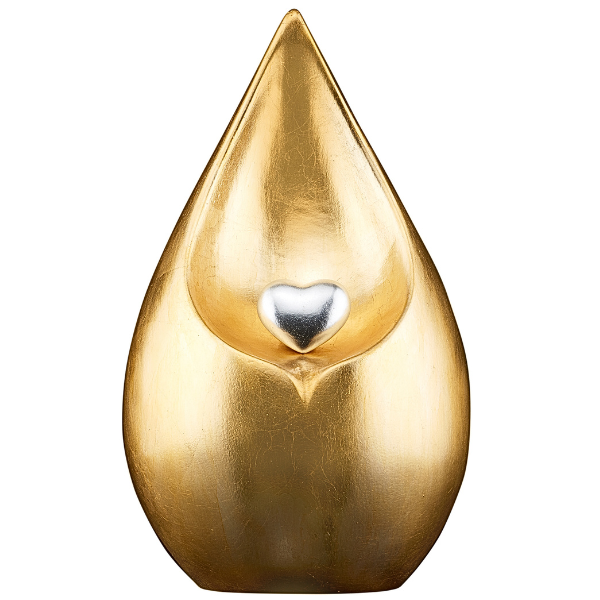 Urne Lacrima Gold mit Silberherz