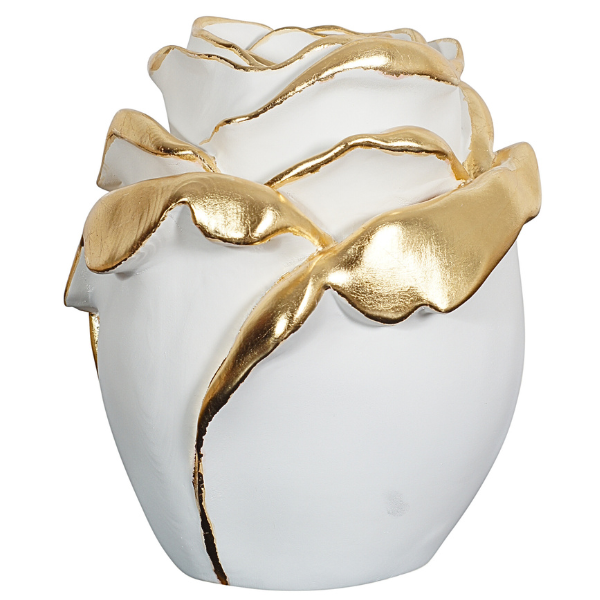 Urne Rose weiß mit Goldakzent