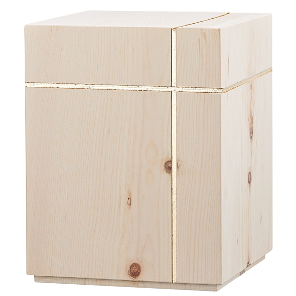 Urne Silenzio aus Zirbenholz mit Kreuz