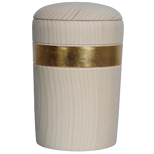 Urne Linea Holz natur mit Goldband