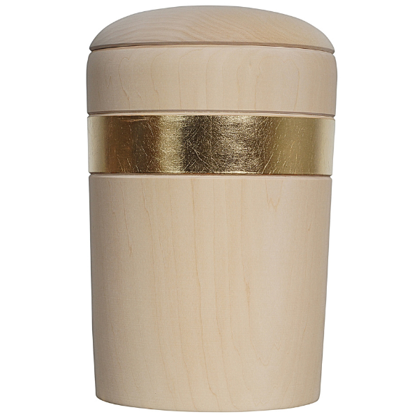 Urne Linea Holz natur mit Goldband